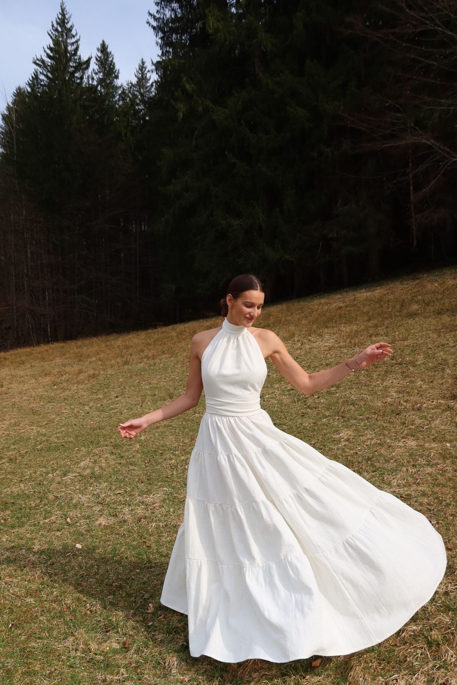Anna Maxi Skirt Ruffle Bridal Linen