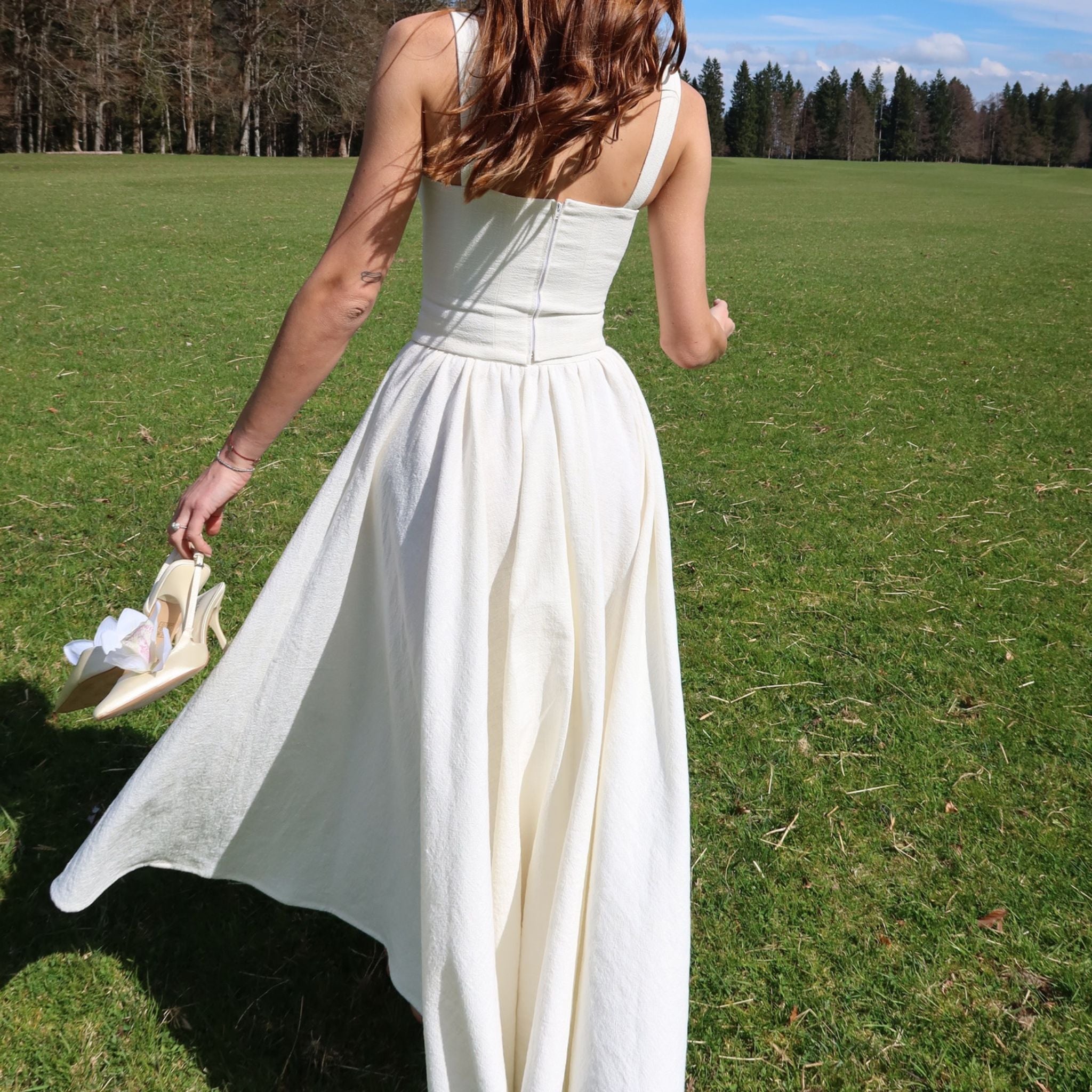 Gloria Midi Skirt Bridal Linen