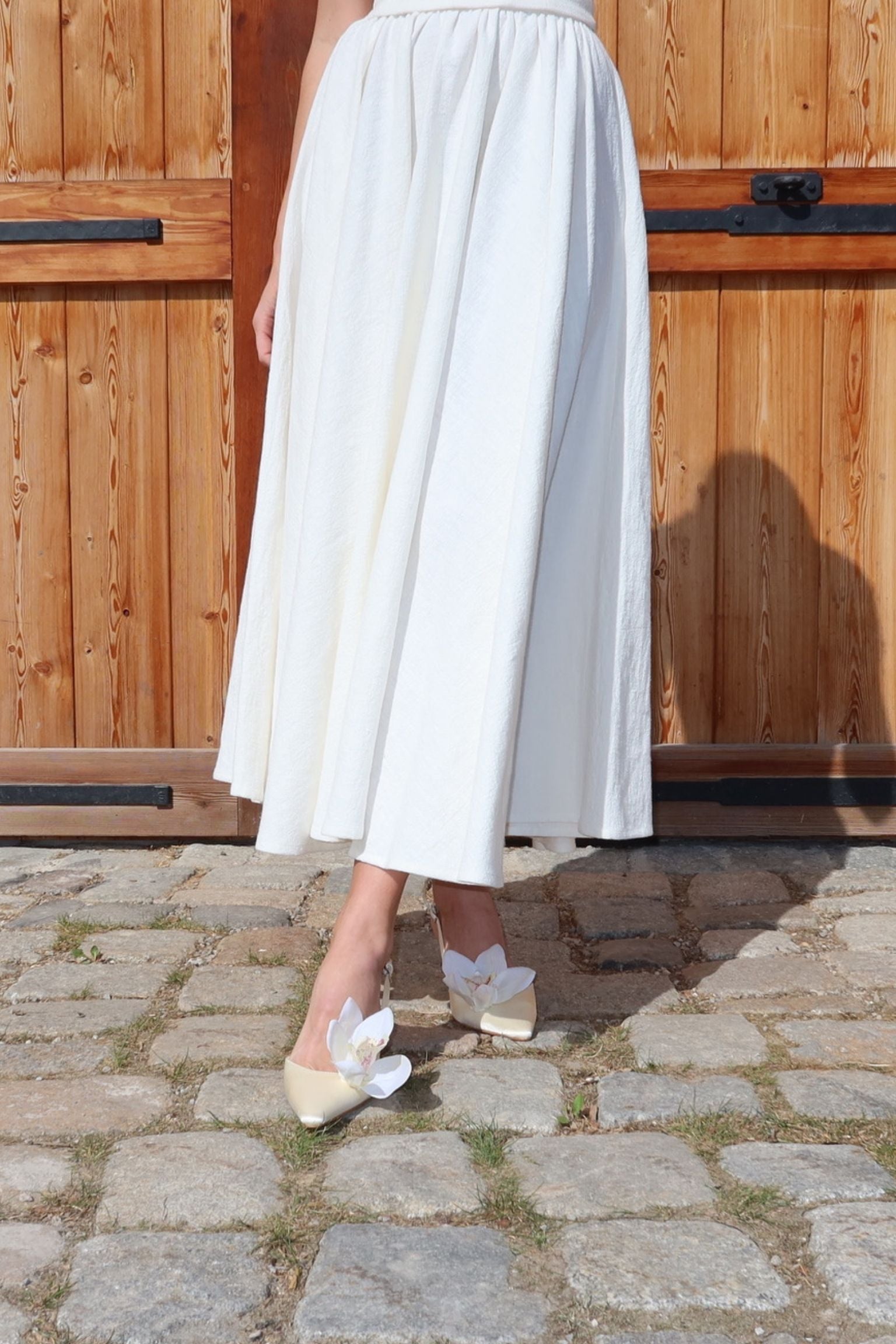 Gloria Midi Skirt Bridal Linen
