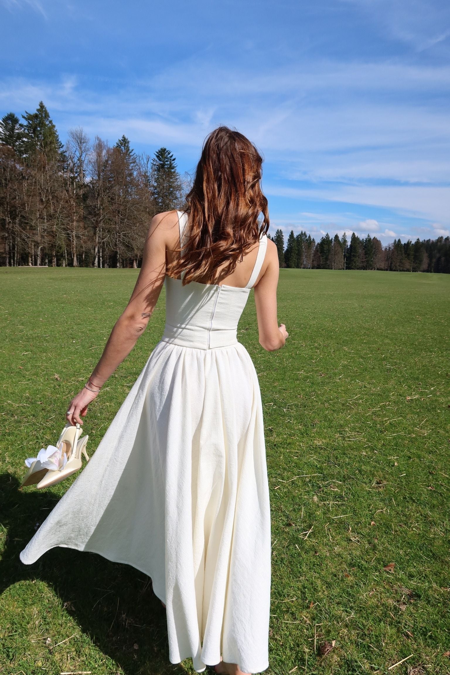 Gloria Midi Skirt Bridal Linen
