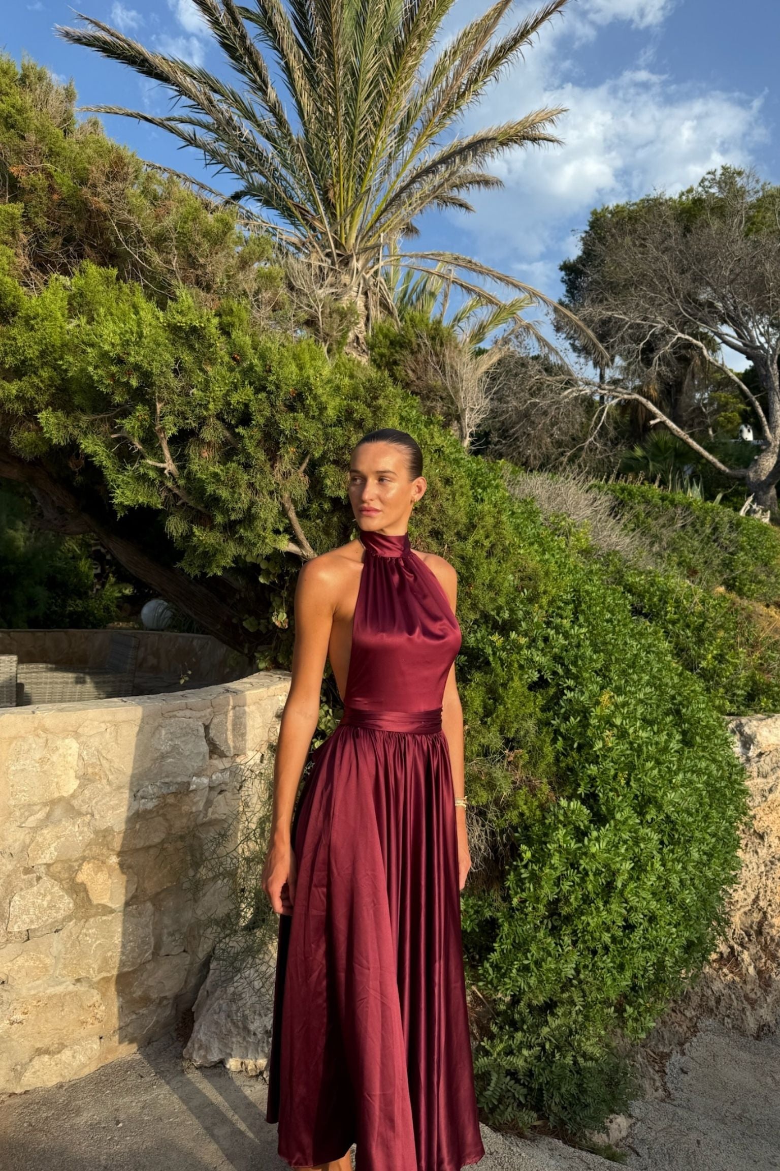 Leila Midi Skirt Ruffle Dark Burgundy