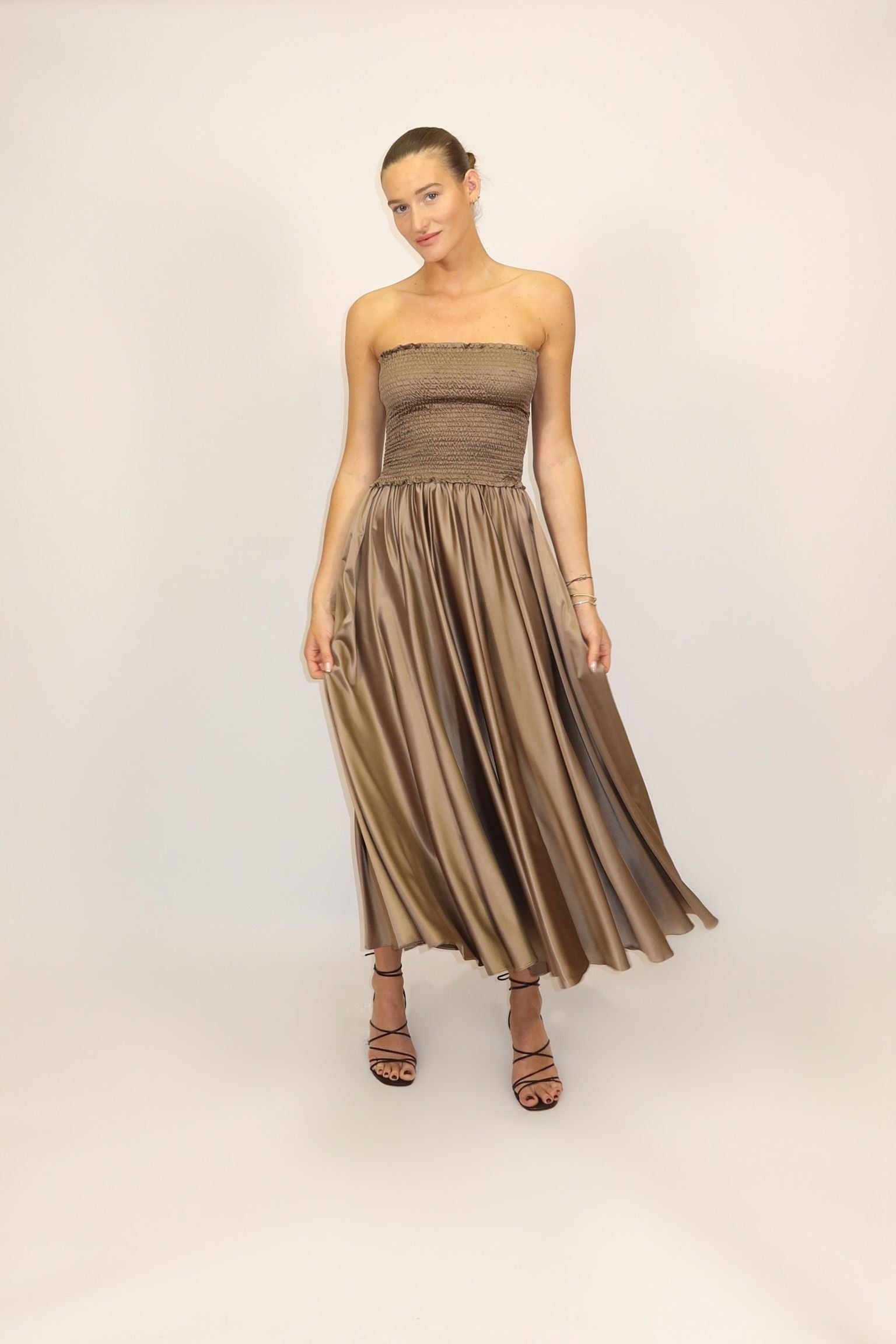 Leila Midi Skirt Ruffle Dark Taupe