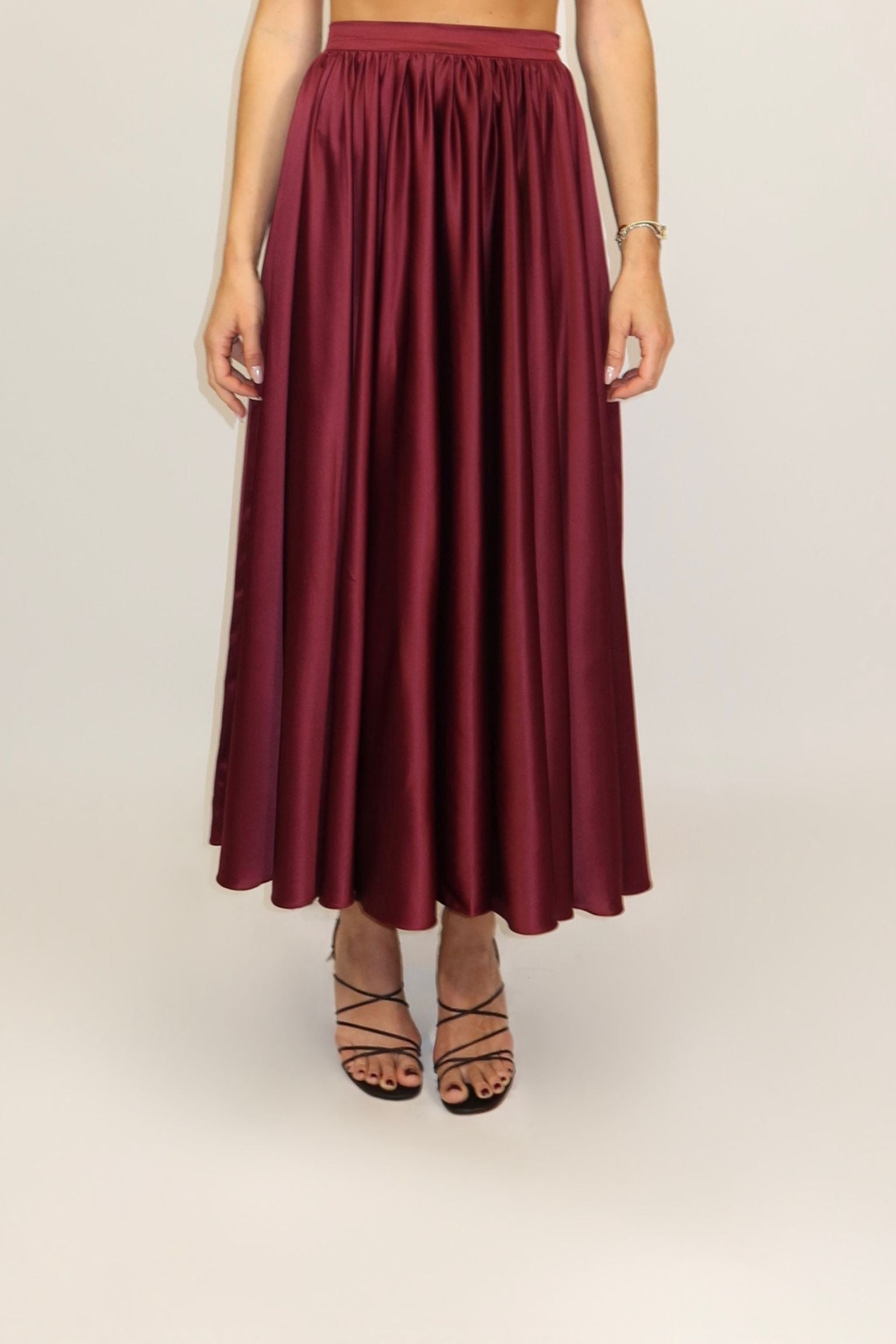 Leila Midi Skirt Ruffle Dark Burgundy