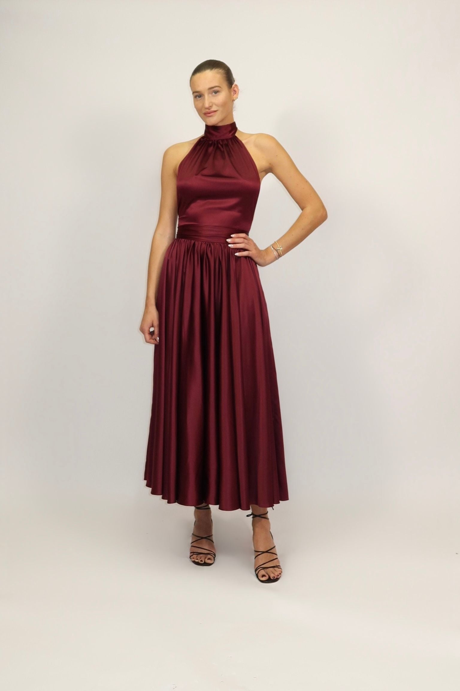 Leila Midi Skirt Ruffle Dark Burgundy