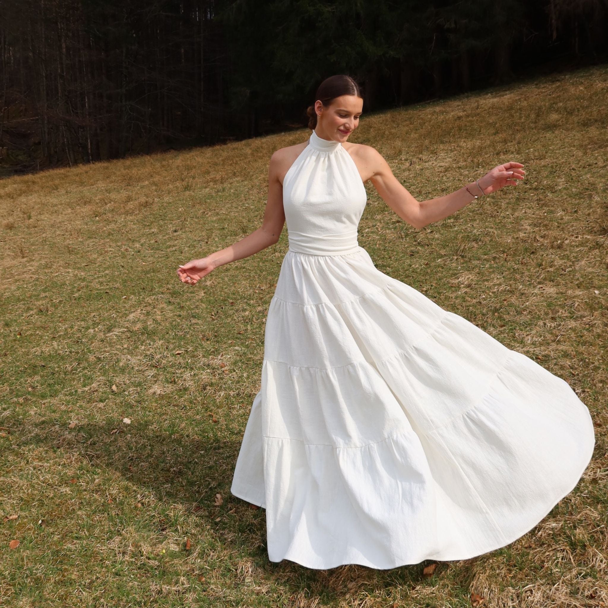 Anna Maxi Skirt Ruffle Bridal Linen
