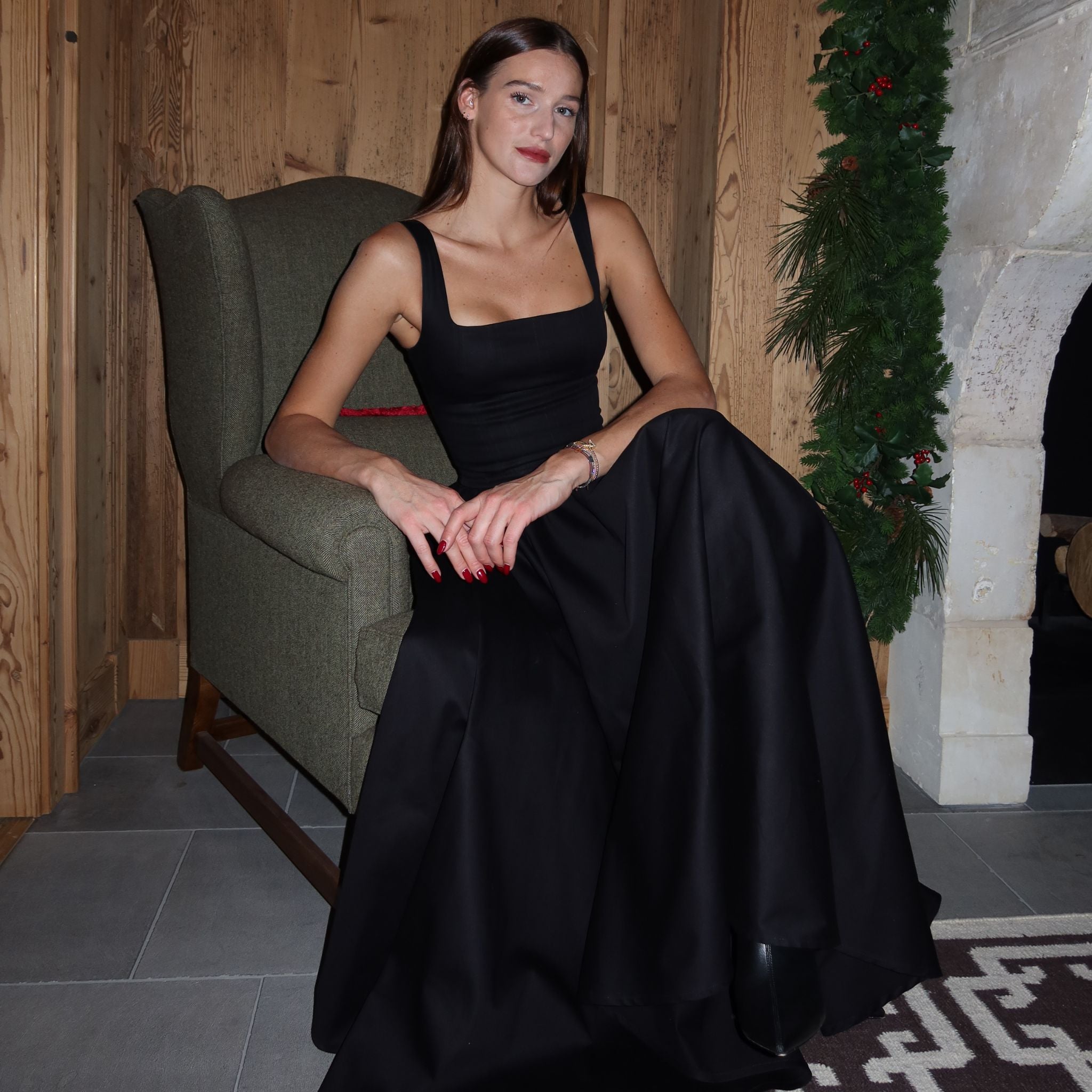Gloria Midi Skirt Ruffle Midnight Black
