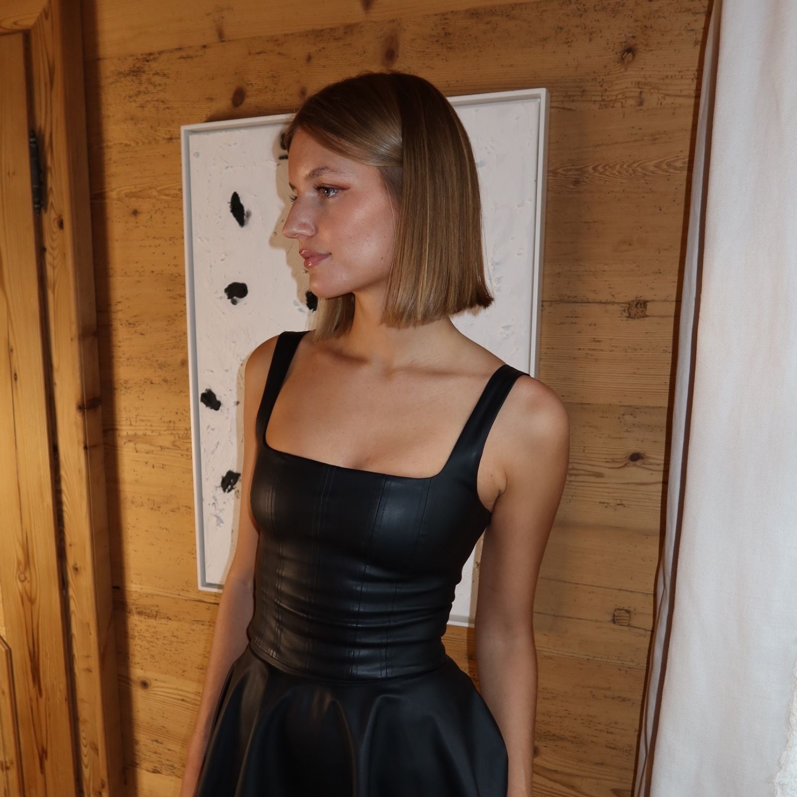 Lilli Top Corset Leather Midnight Black
