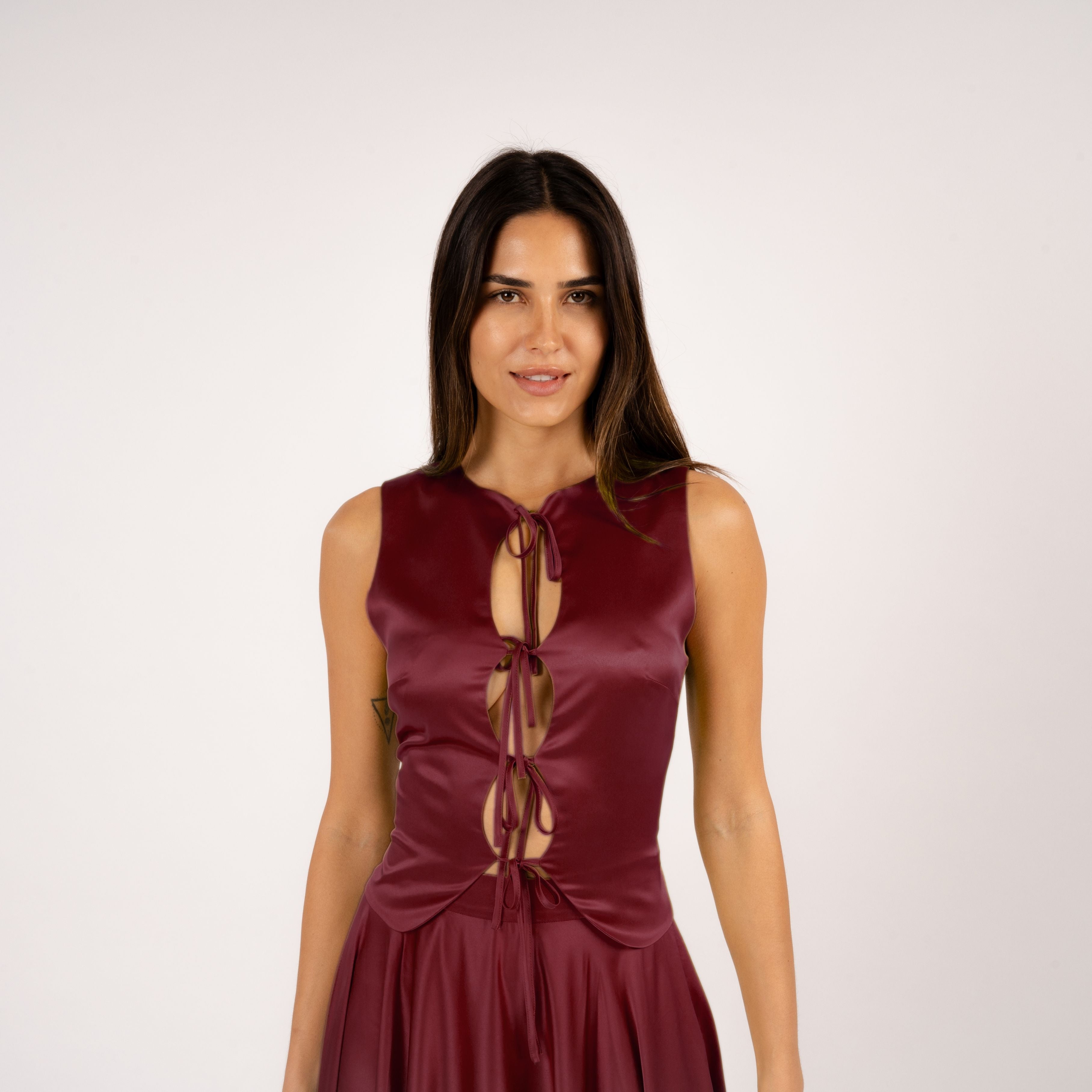Zaza Top Vest Dark Burgundy
