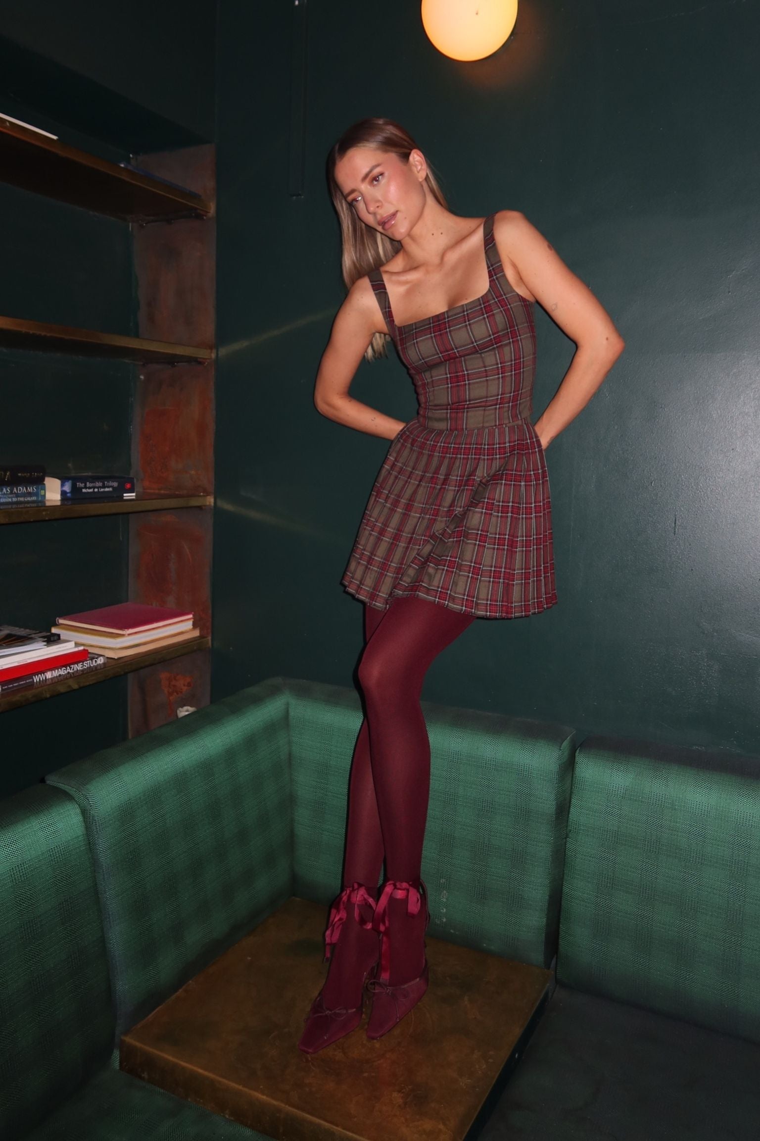 Regina Mini Skirt Dark Olive Tartan