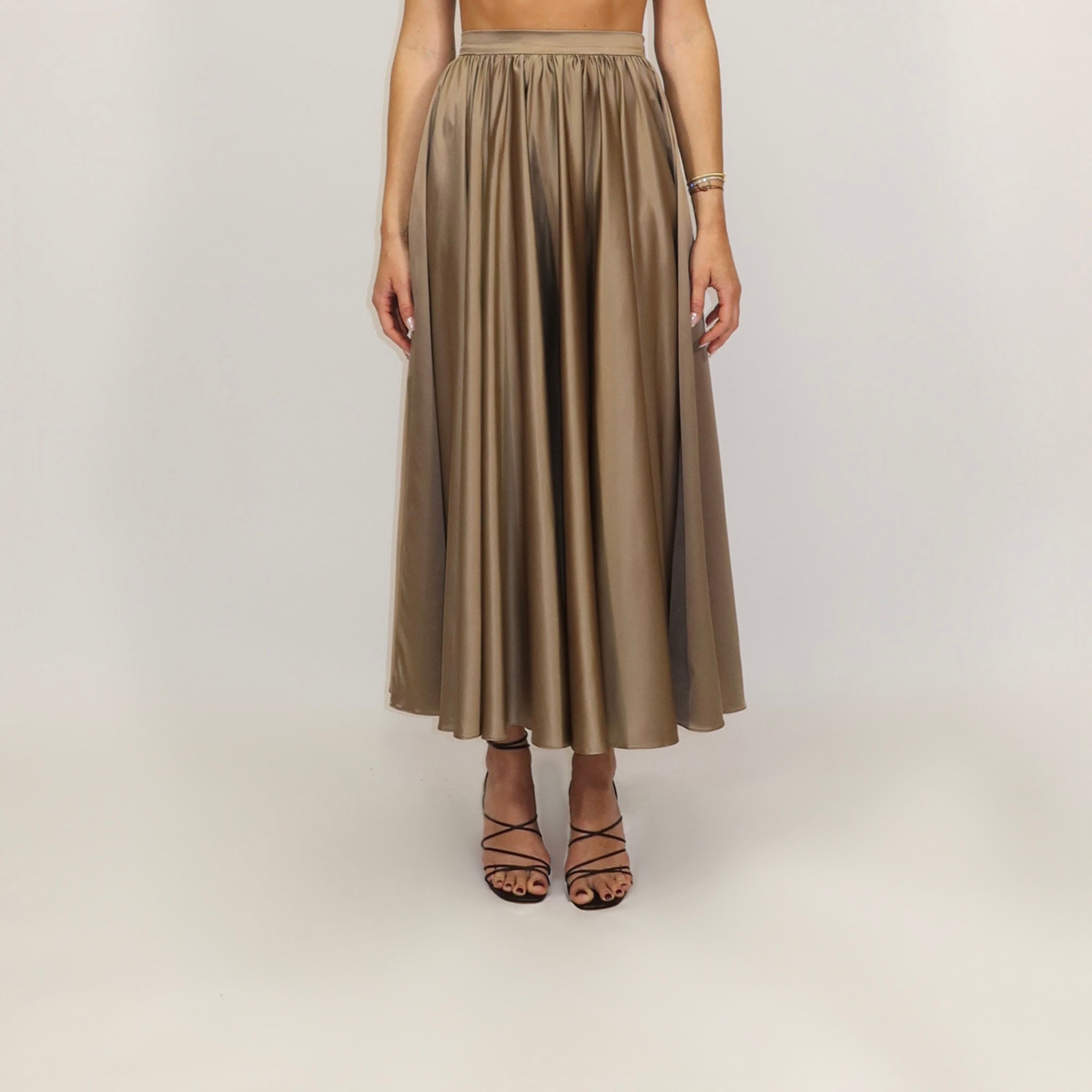 Leila Midi Skirt Ruffle Dark Taupe