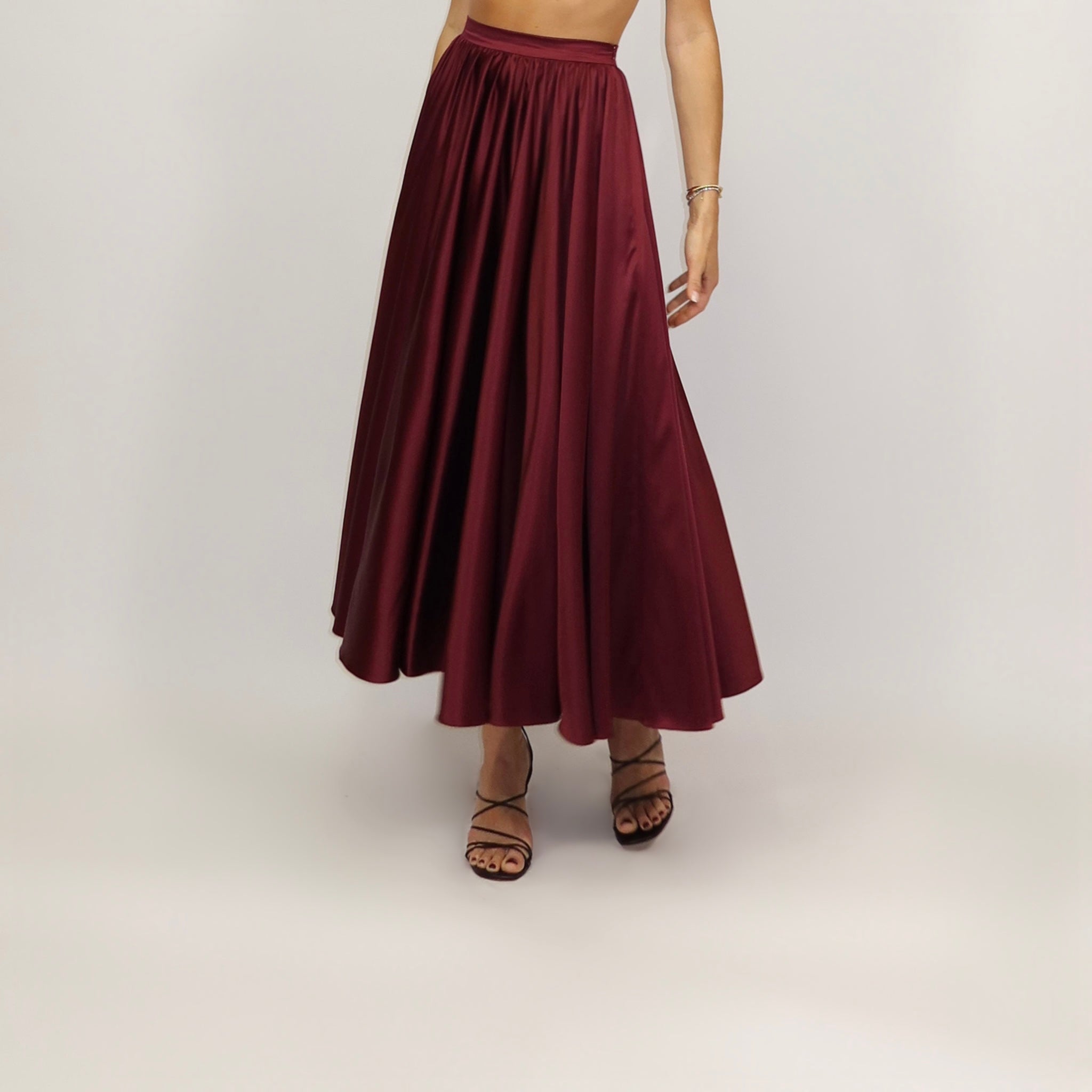 Leila Midi Skirt Ruffle Dark Burgundy