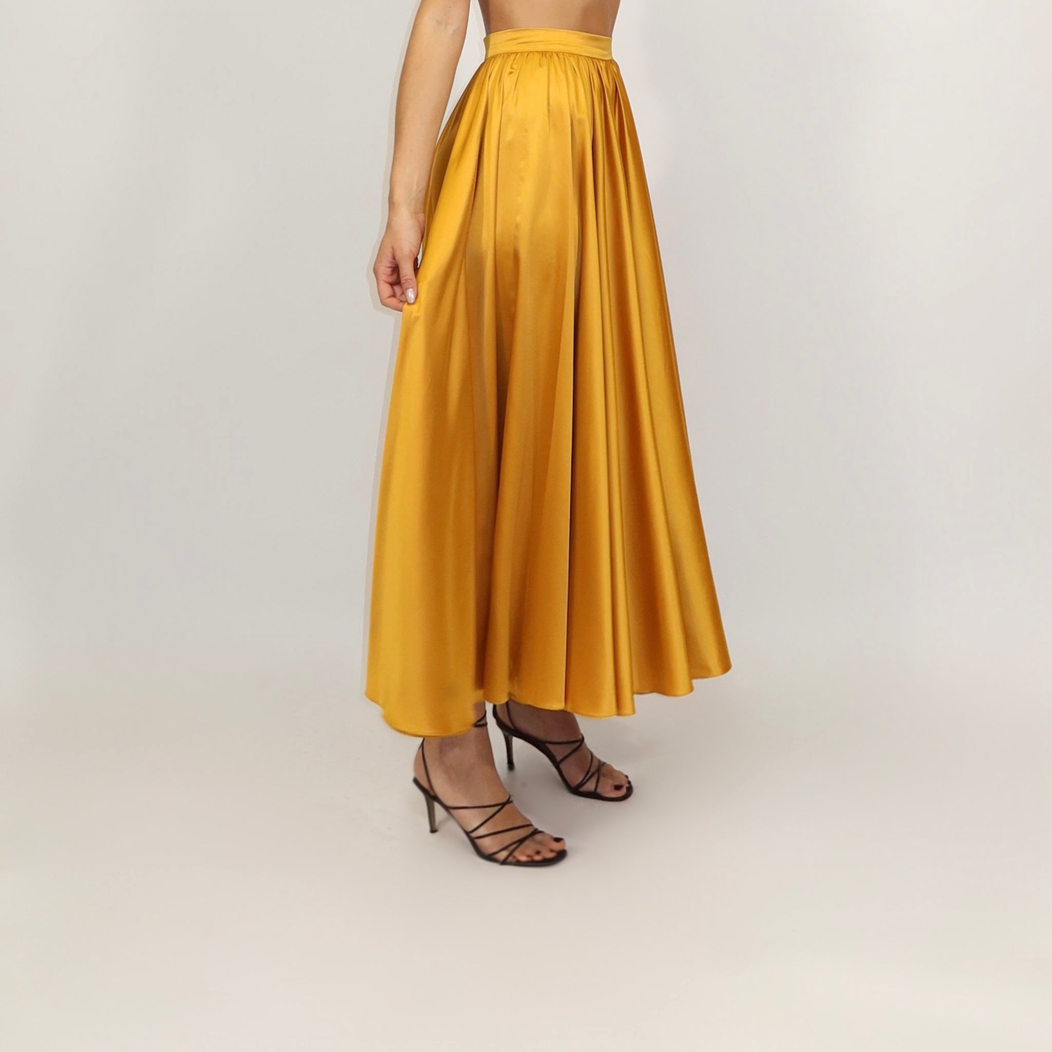 Leila Midi Skirt Ruffle Saffron Gold