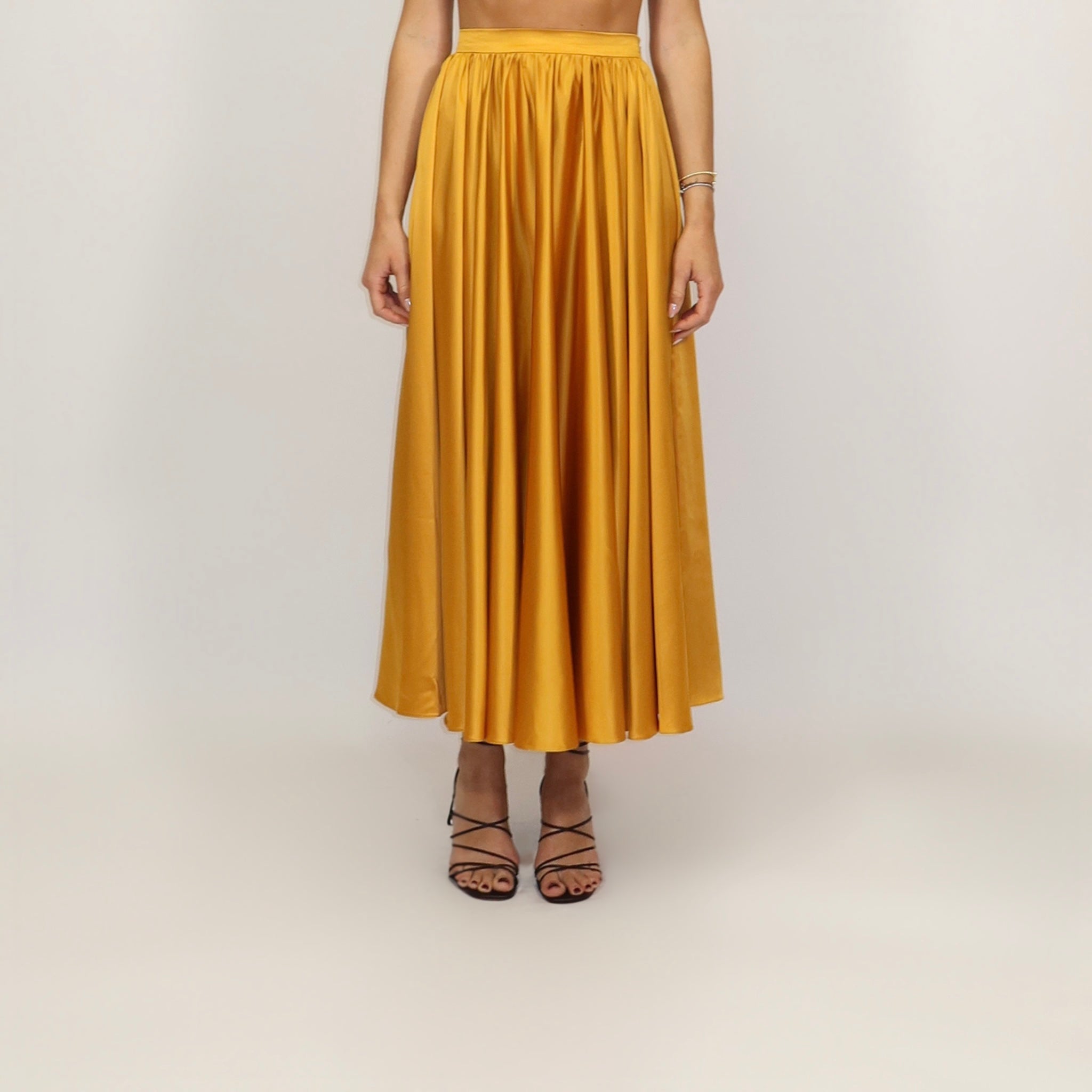 Leila Midi Skirt Ruffle Saffron Gold