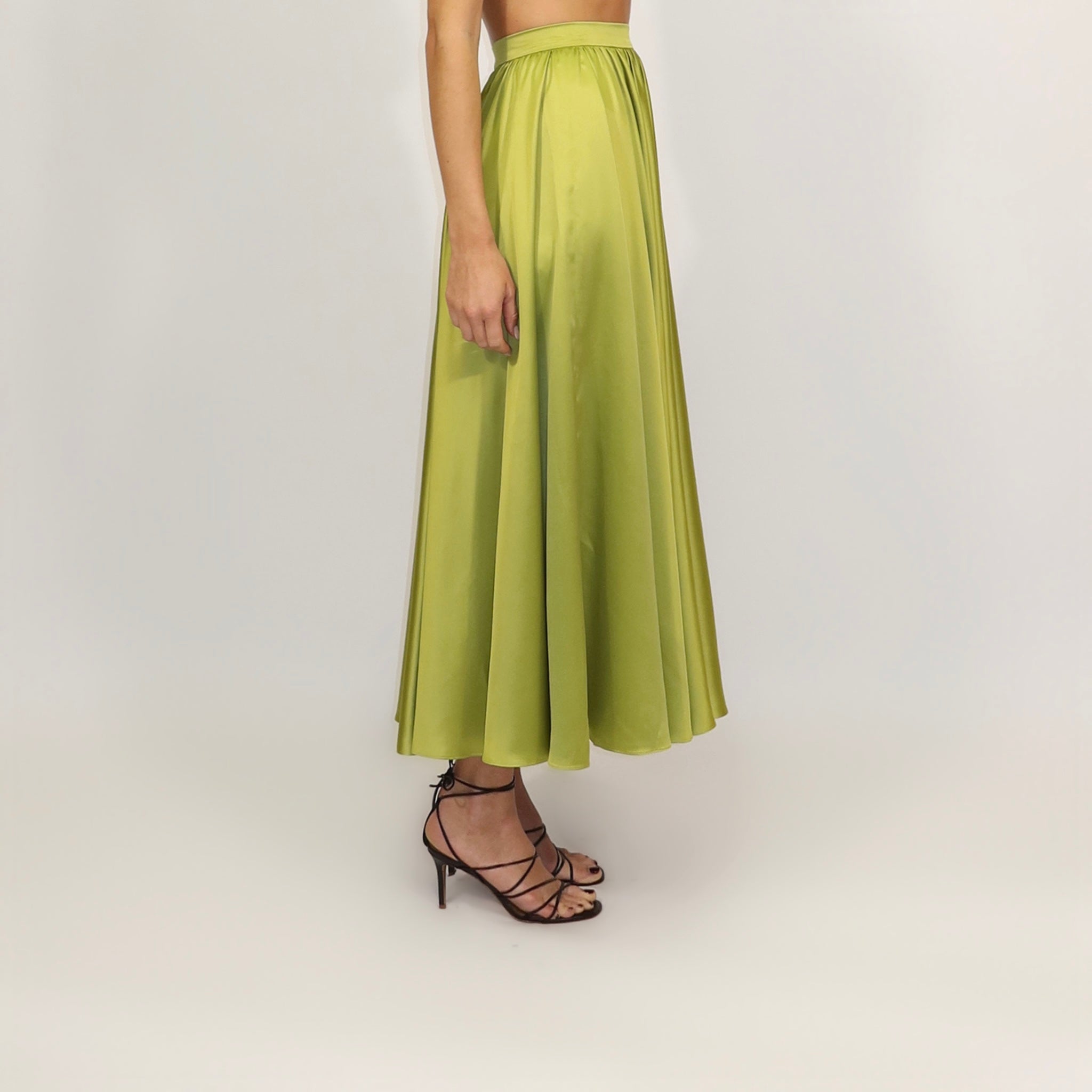 Leila Midi Skirt Ruffle Light Olive