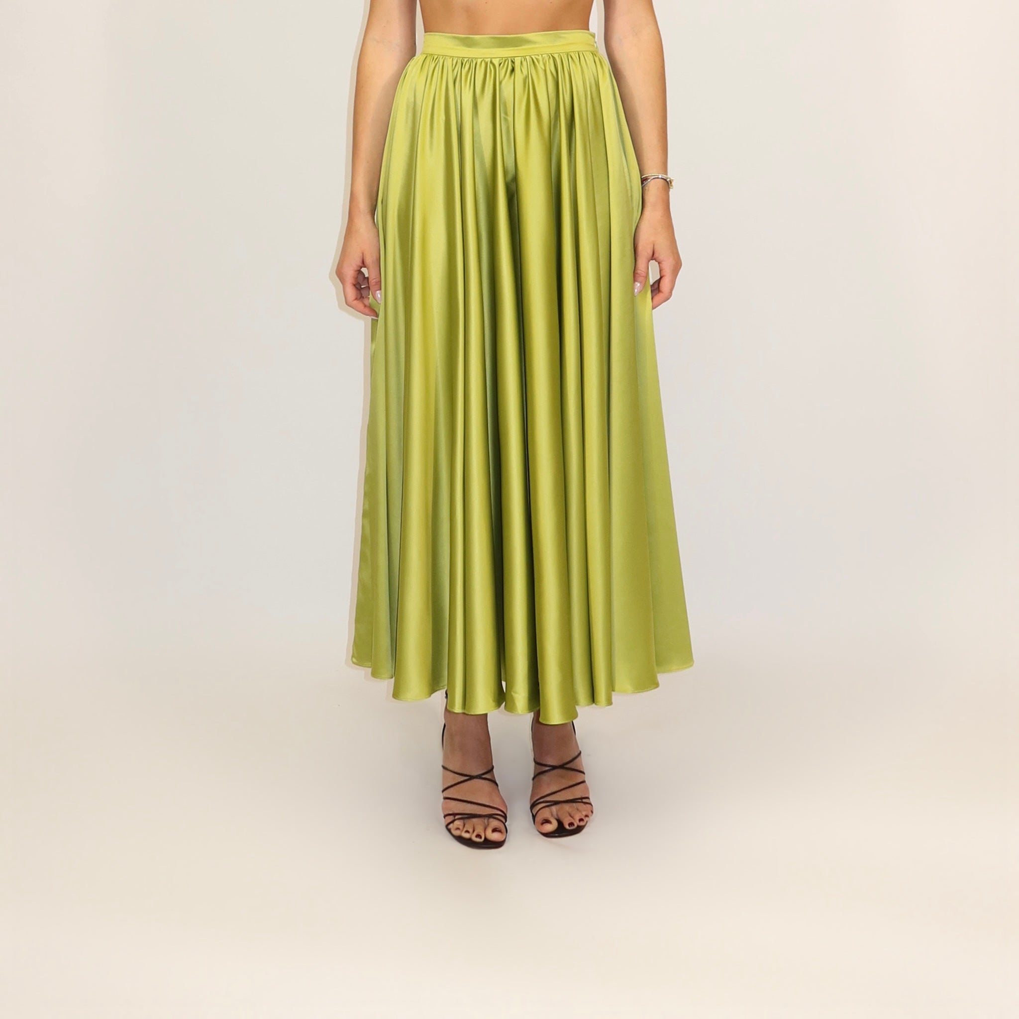 Leila Midi Skirt Ruffle Light Olive