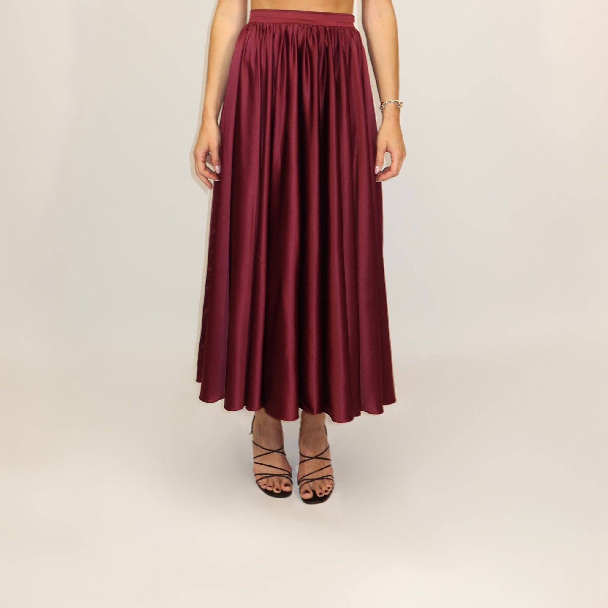 Leila Midi Skirt Ruffle Dark Burgundy