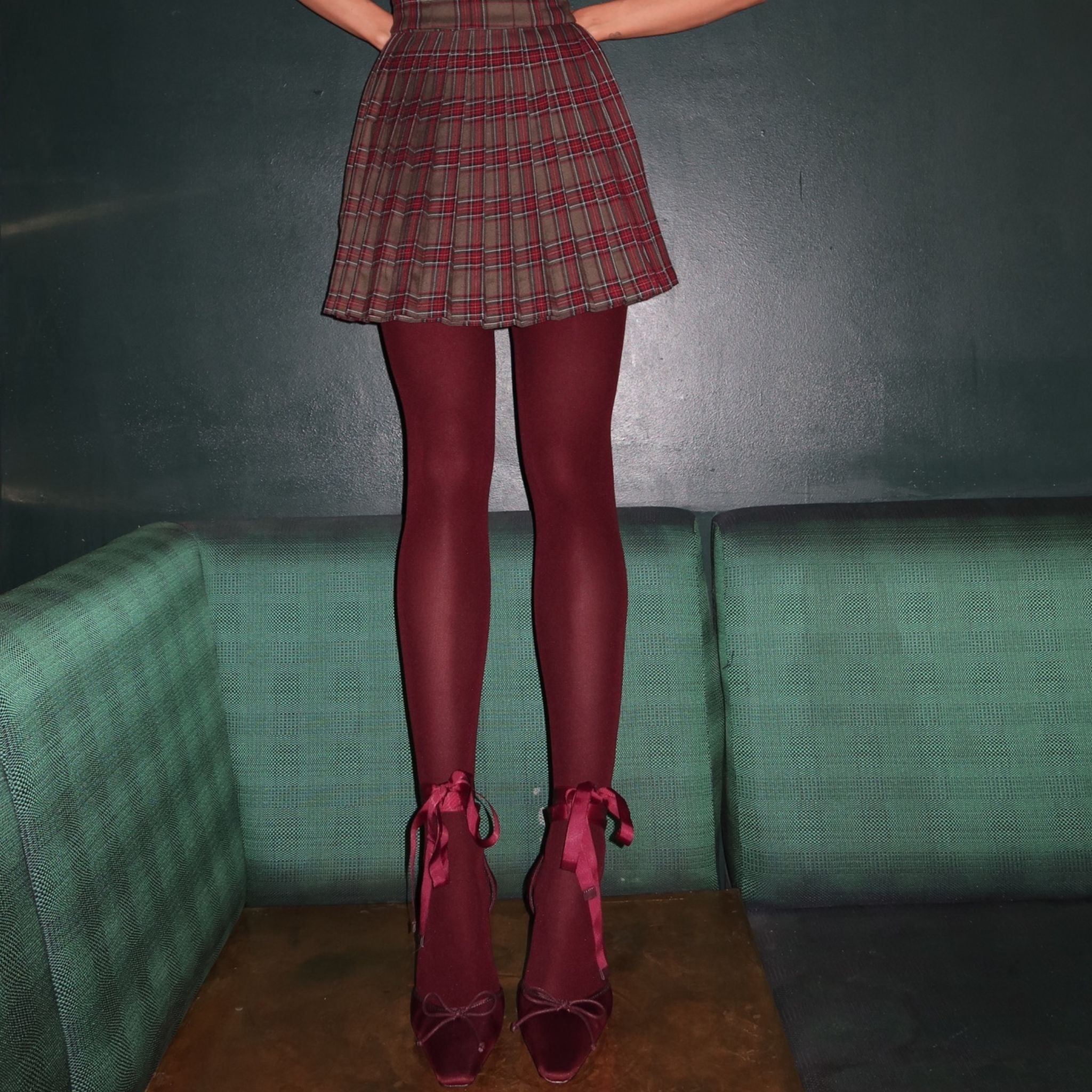 Regina Mini Skirt Dark Olive Tartan