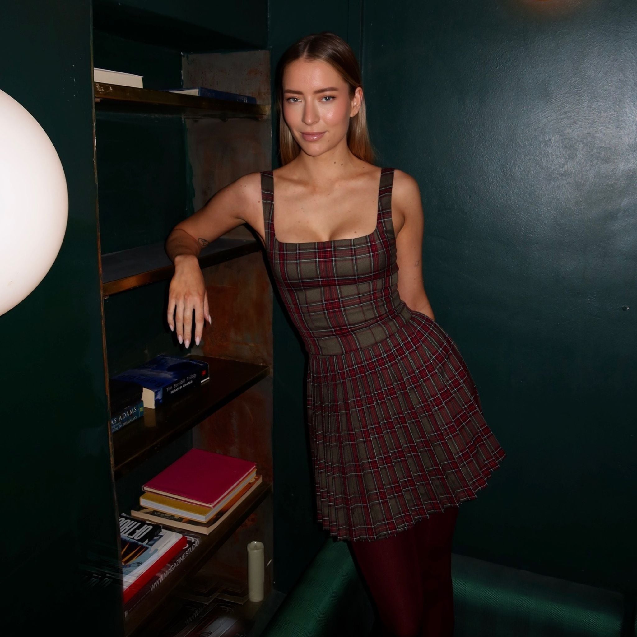 Regina Mini Skirt Dark Olive Tartan