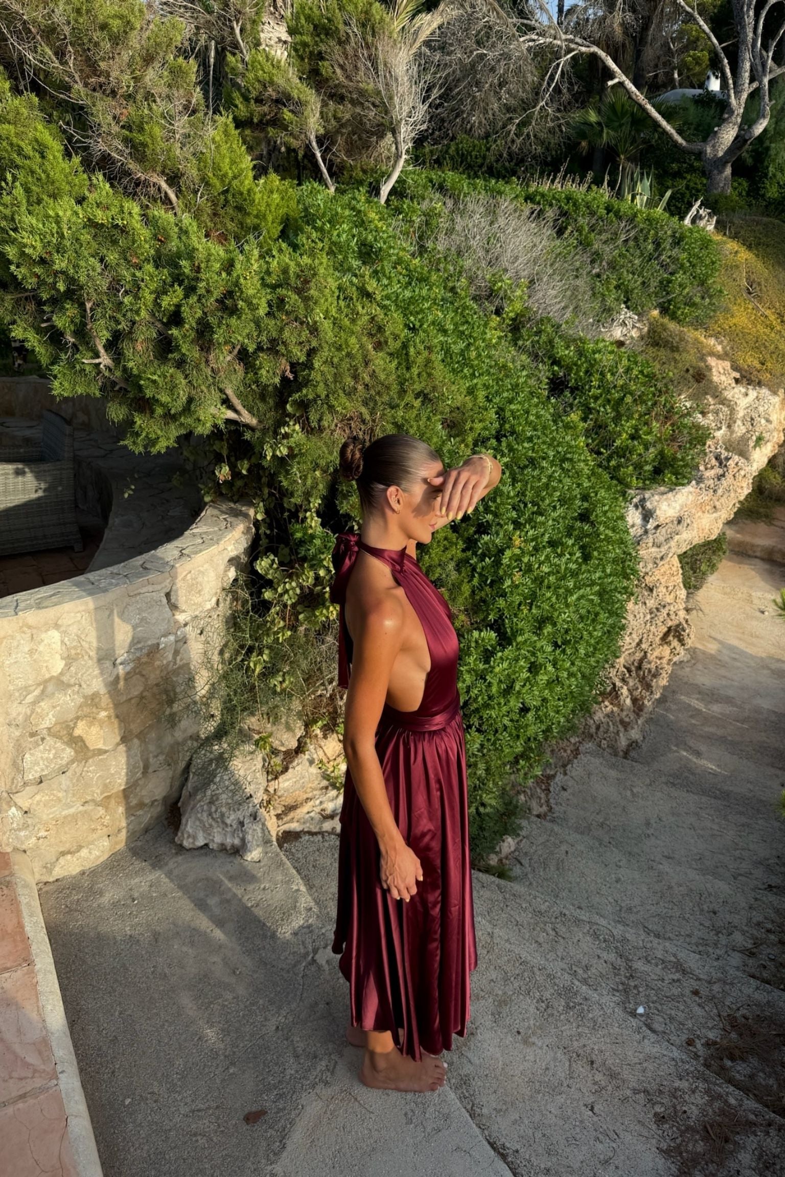 Leila Midi Skirt Ruffle Dark Burgundy
