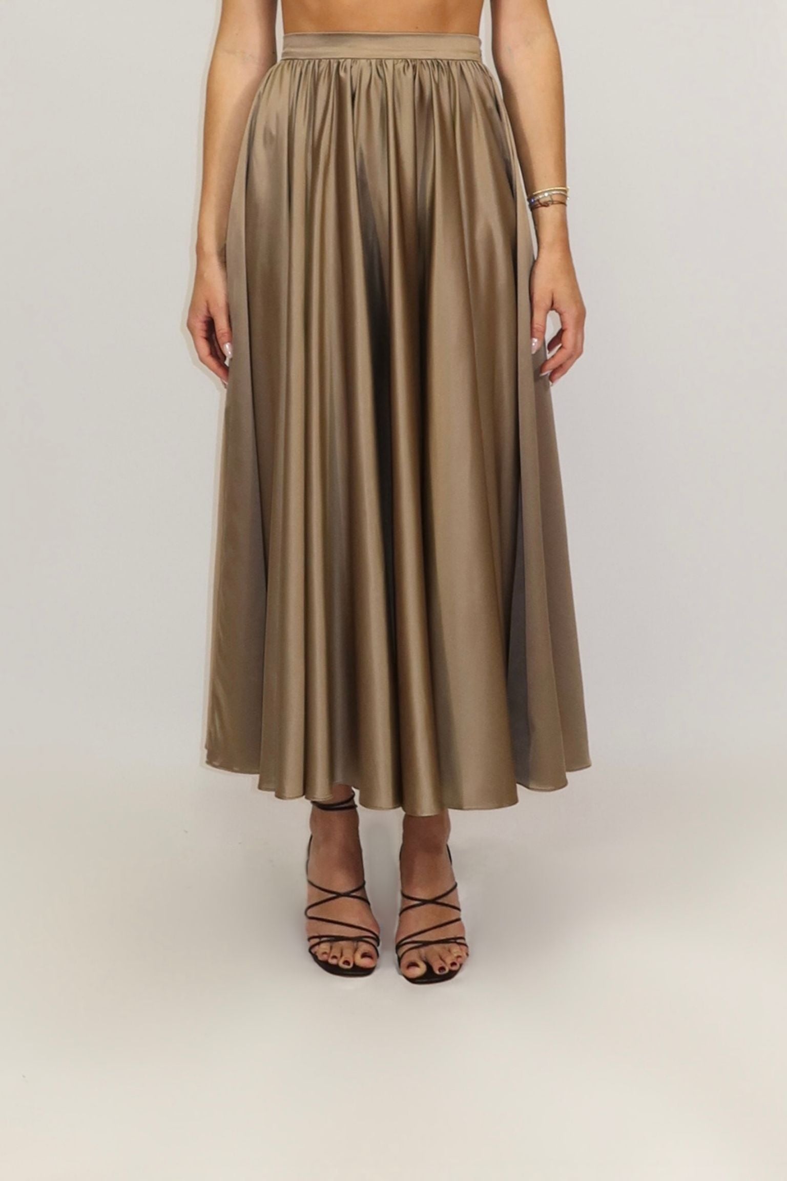 Leila Midi Skirt Ruffle Dark Taupe