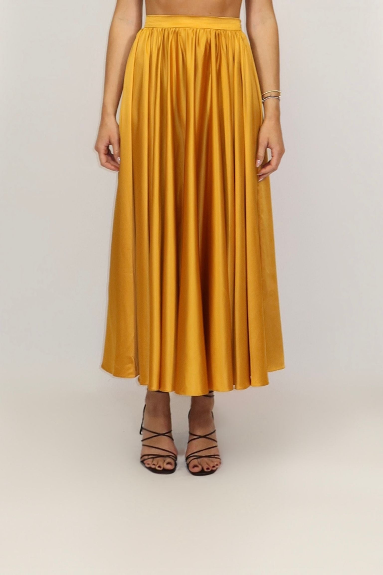 Leila Midi Skirt Ruffle Saffron Gold