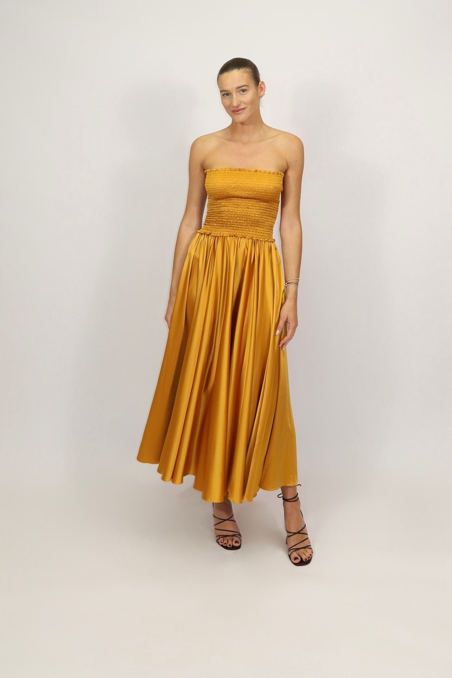 Leila Midi Skirt Ruffle Saffron Gold