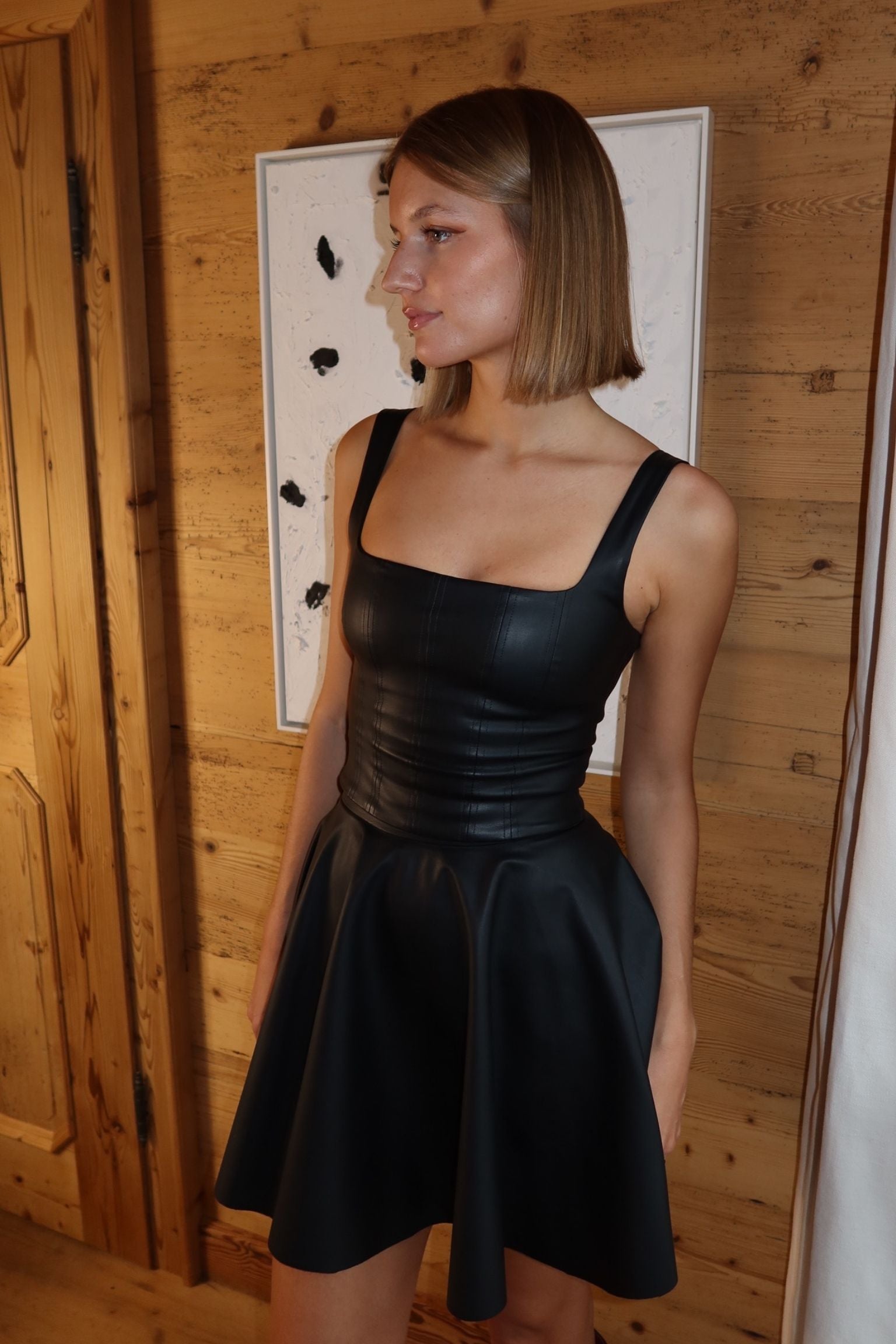 Lilli Top Corset Leather Midnight Black