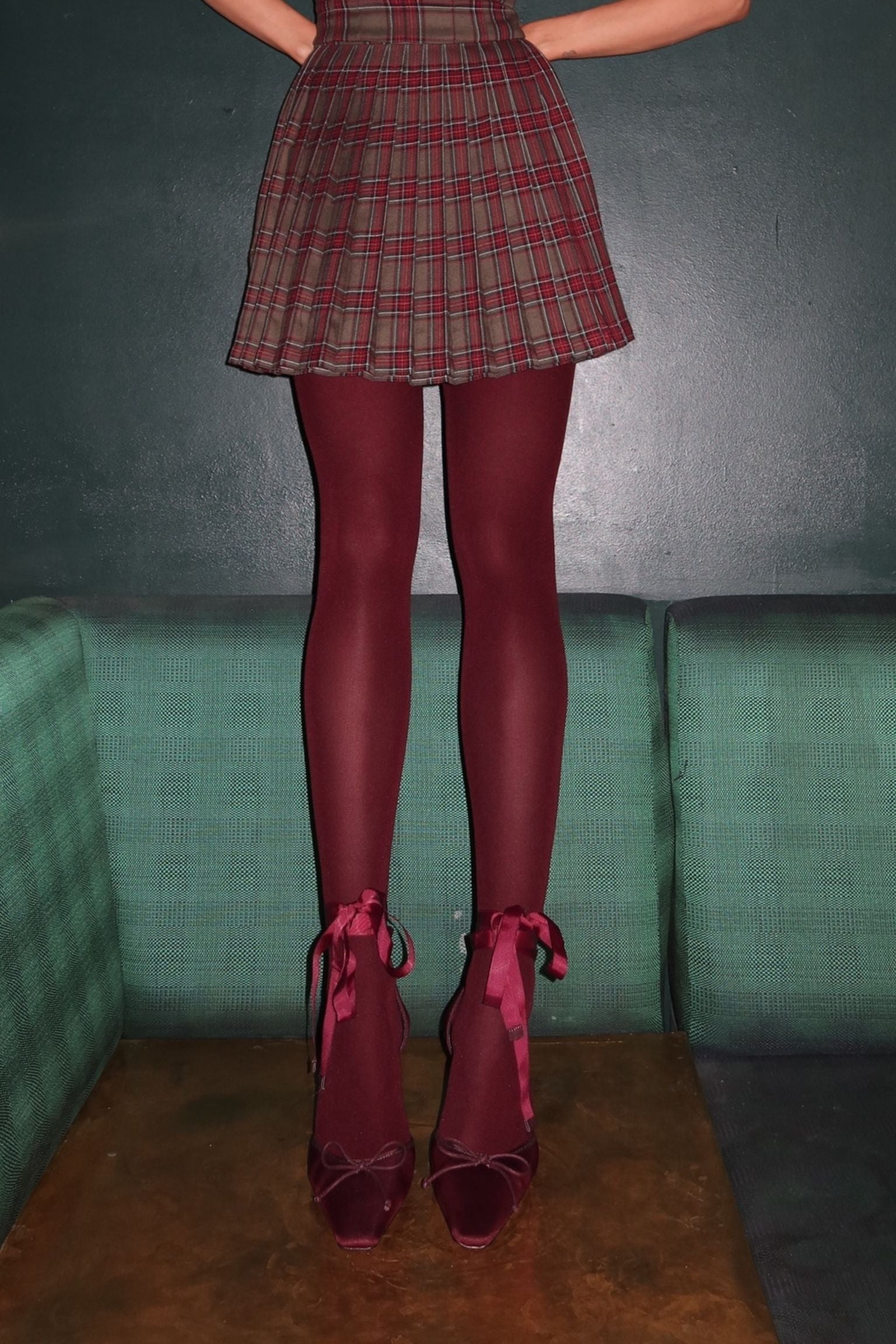 Regina Mini Skirt Dark Olive Tartan