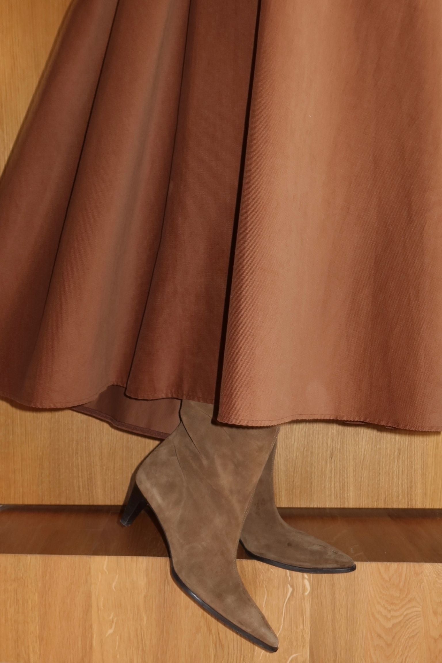 Louma Midi Skirt Ruffle Mocca Corduroy