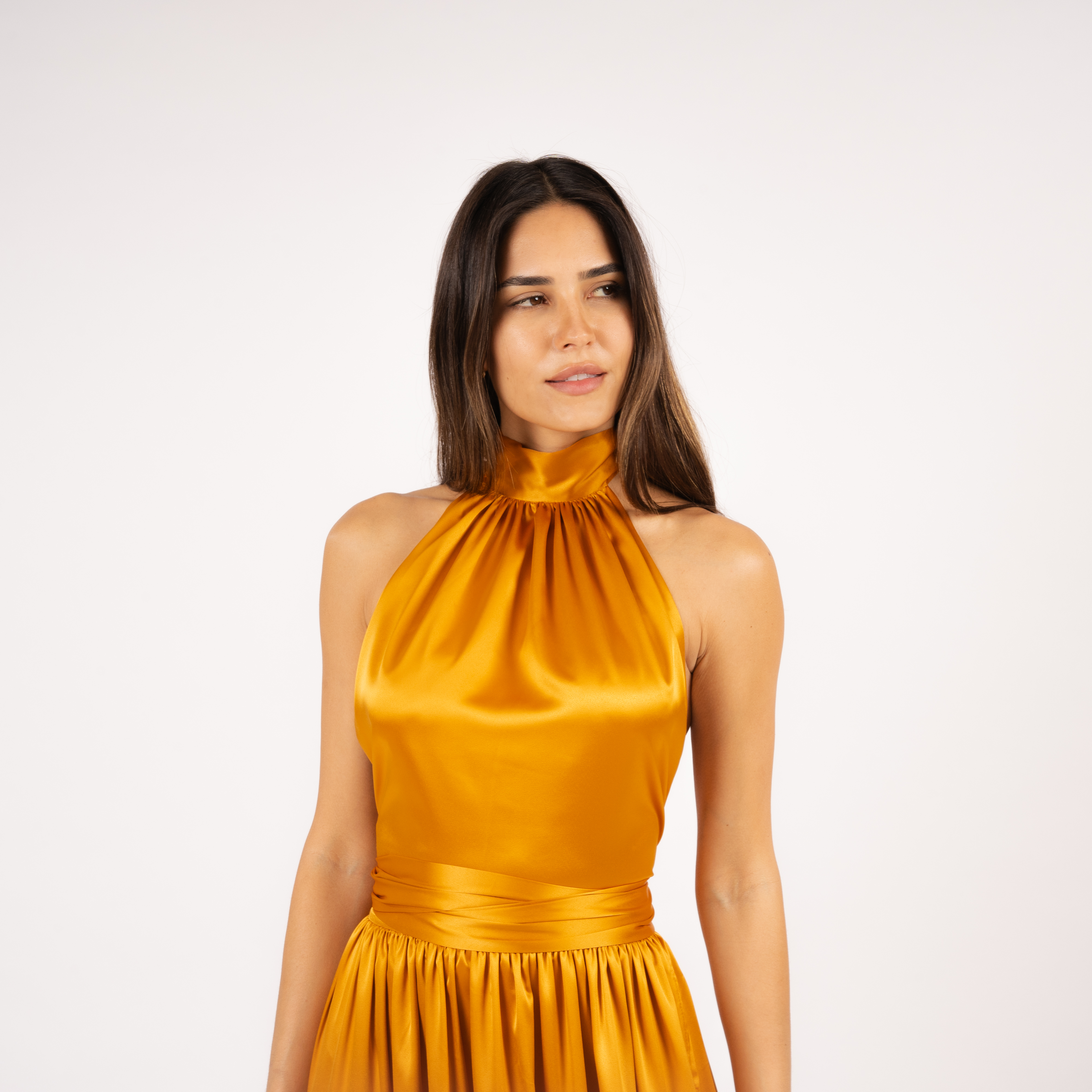 Nina Top Neckholder Saffron Gold Front