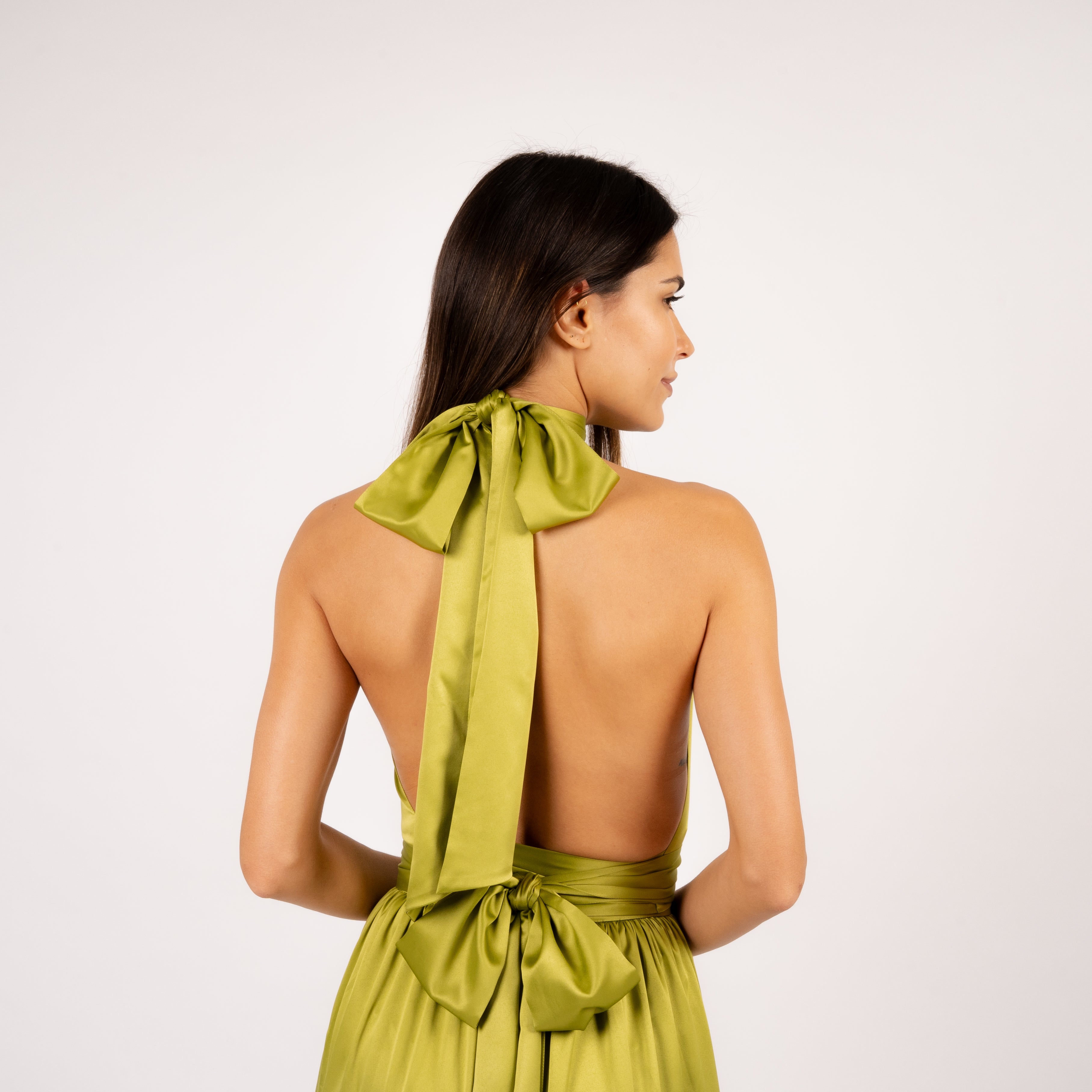 Nina Top Neckholder Light Olive Back