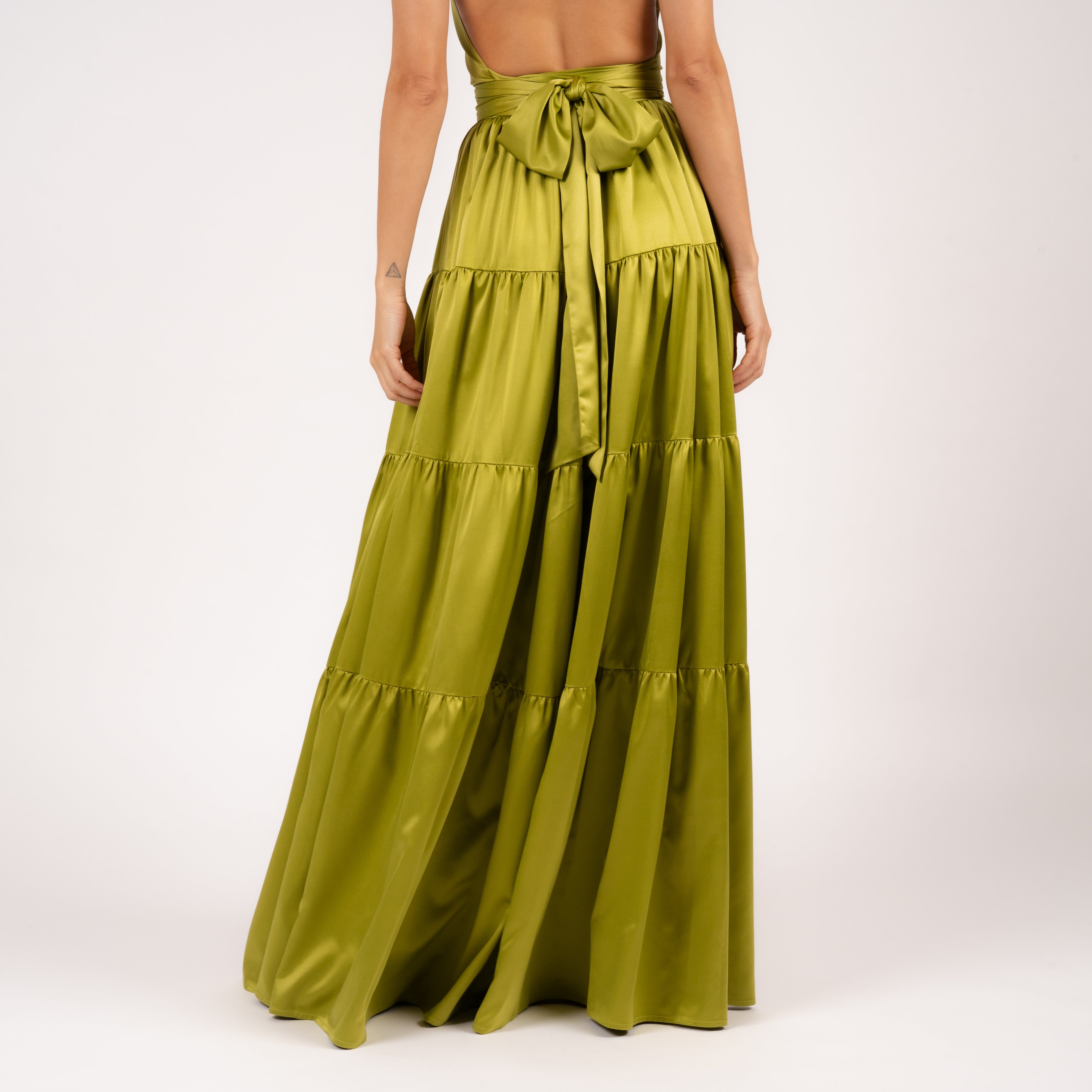 Anna Skirt Ruffle Light Olive Back