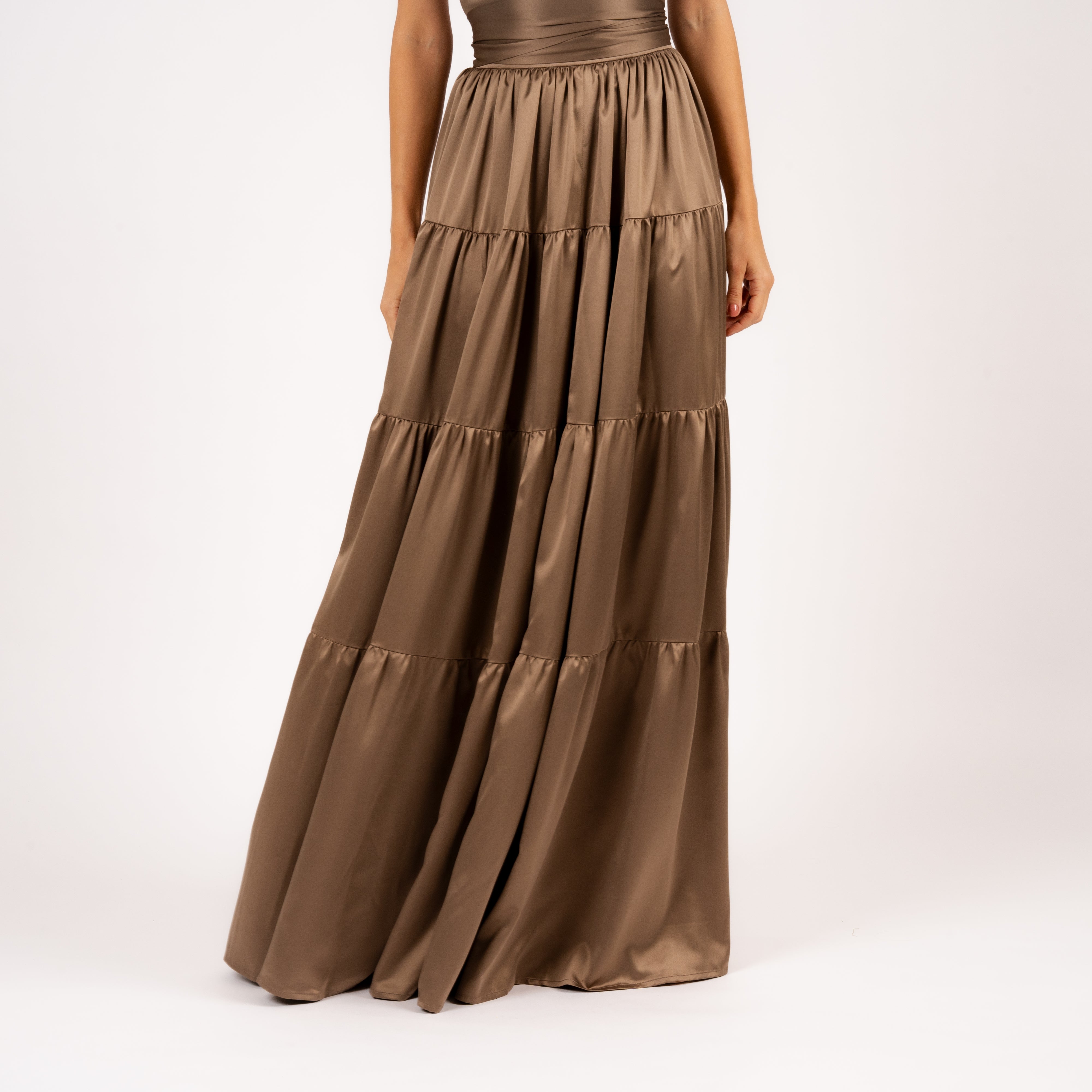 Anna Skirt Ruffle Dark Taupe