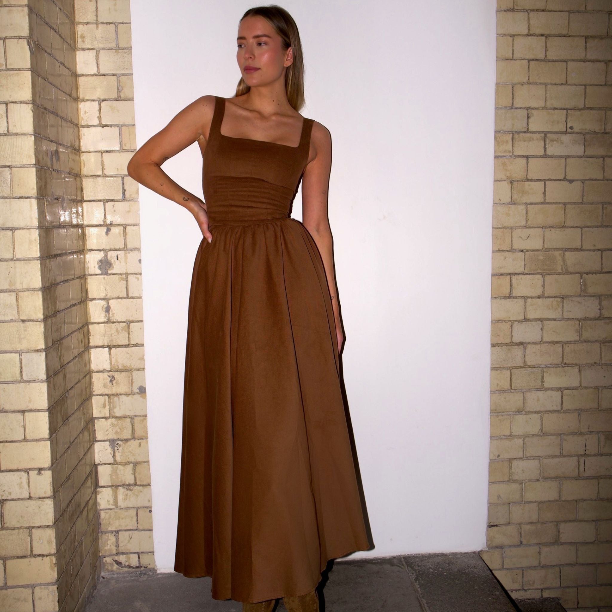 Louma Midi Skirt Ruffle Mocca Corduroy